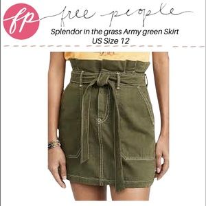 *Price ⬇️* Free people Army green cotton tie front skirt Size 12 (large)